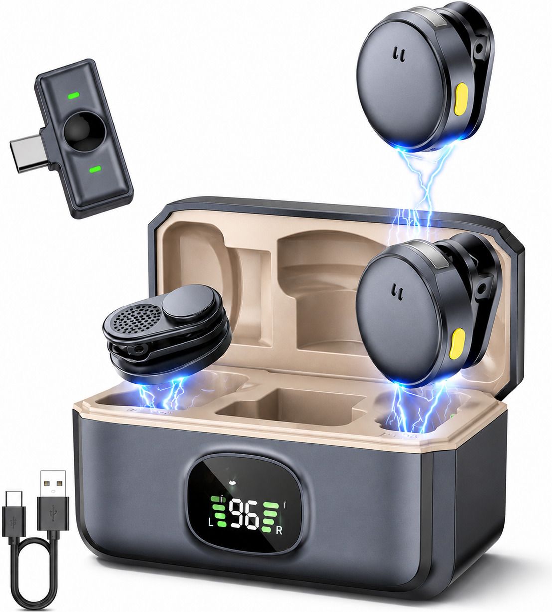 Q8 Wireless Dual Lavalier Mic System with Receiver for Video Recording Microphone-image-11