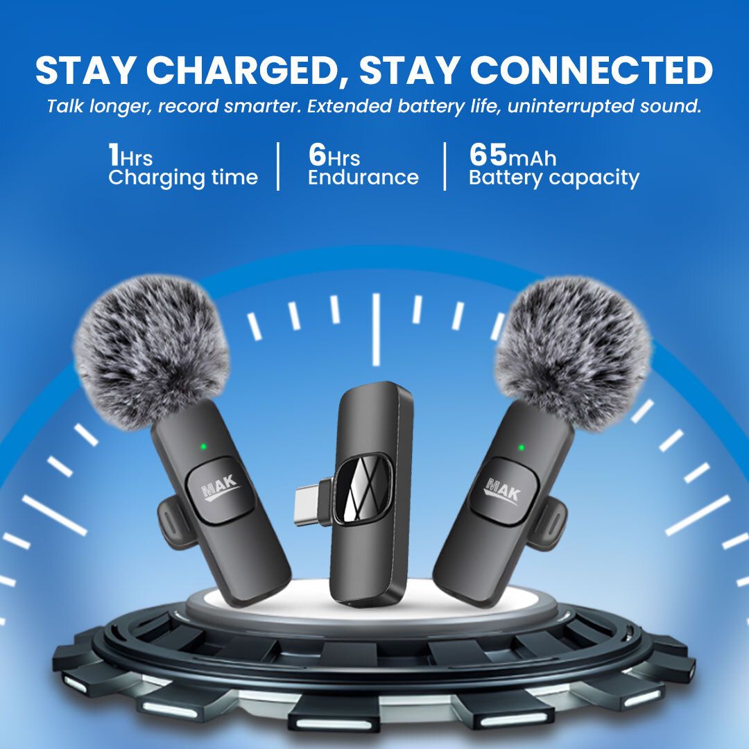 mak Fur Wireless Dual Mic, Noise Reduction, Compatible with Smartphones for Vlogging Microphone-picture-24