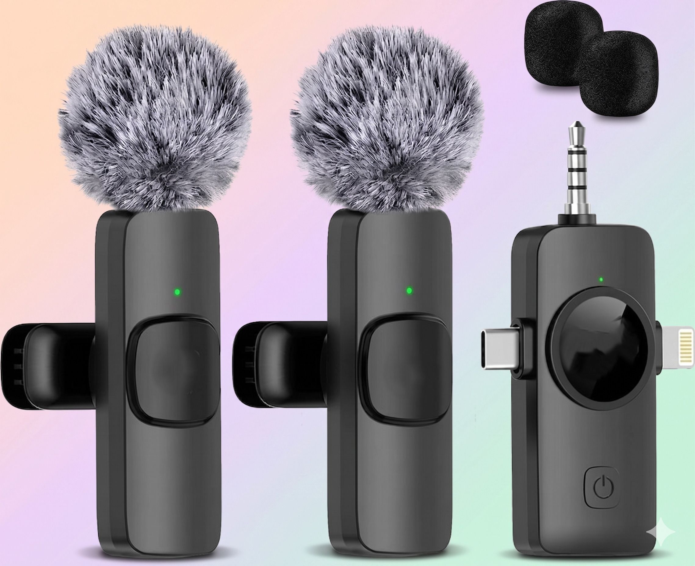 Foxne point k15 Wireless Microphone for iPhone Android Camera Noise Reduction Dual Mic Camera Microphone-image-20