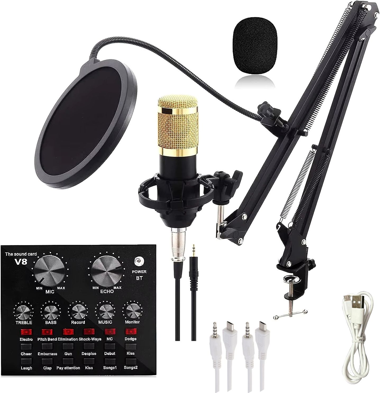 Professional Studio Microphone with Sound Card Full Setup Studio Mic Recording Microphone