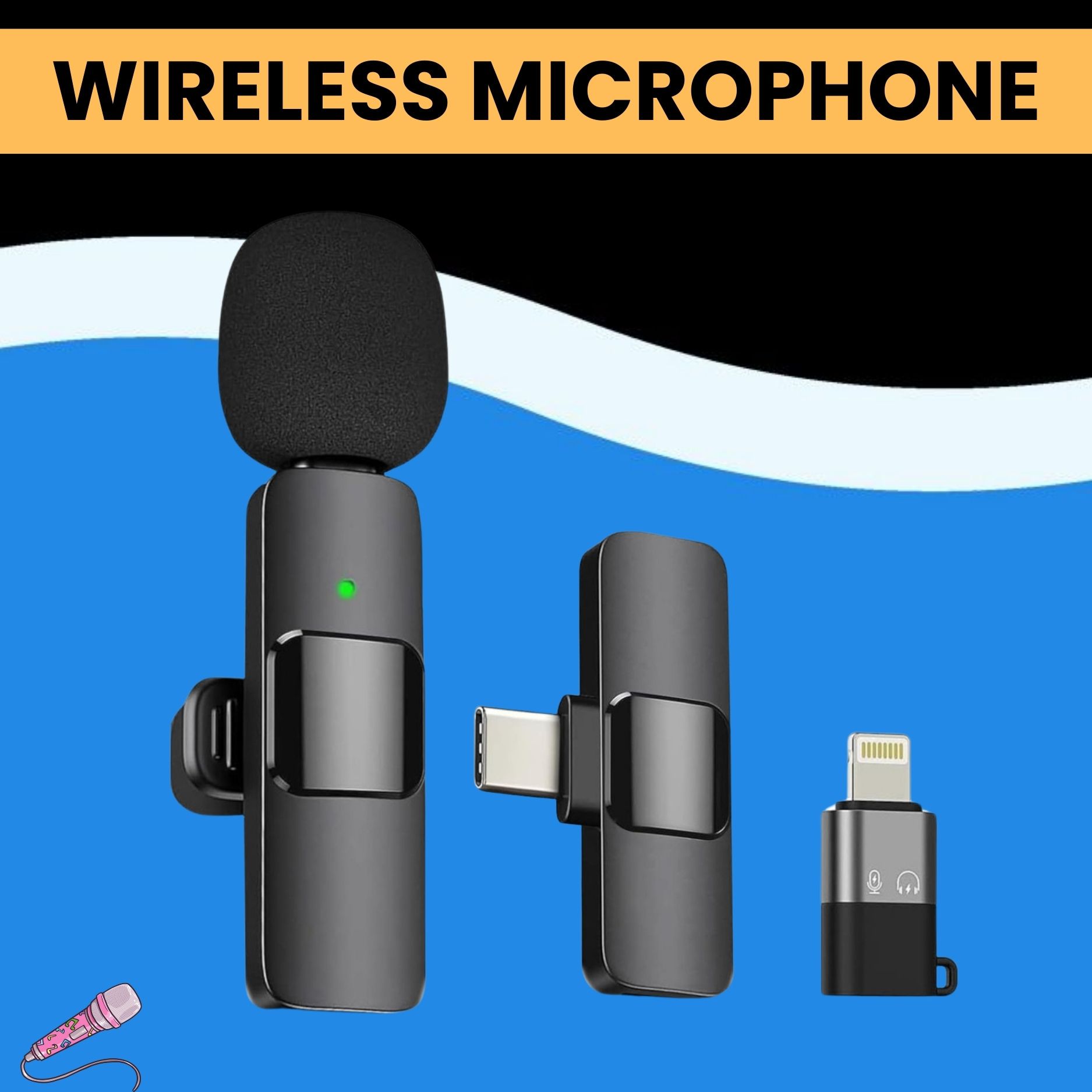 K8 Wireless Microphone, 2-in-1 Lavalier Mic with for Vlogging/YouTube/StreamS194 Microphone-image-20
