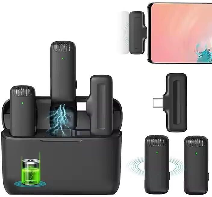 RV Enterprises Portable Wireless Lapel Microphone J13 Charging Case Type C Connector Camera Microphone-picture-32