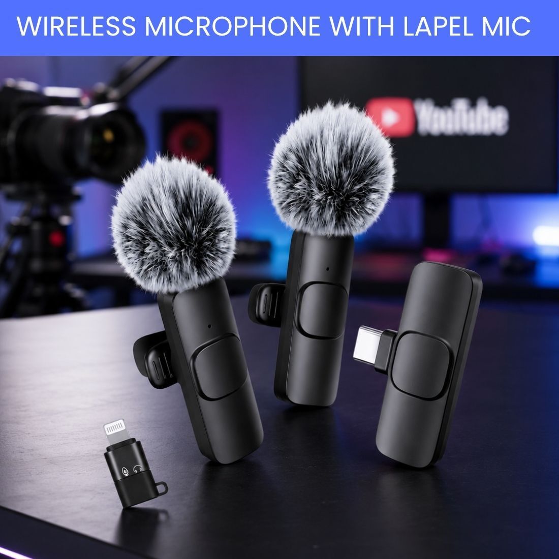 clairbell Dual Wireless Mic for YouTube Vlog Podcast Recording with ANC DX72 Microphone-picture-9