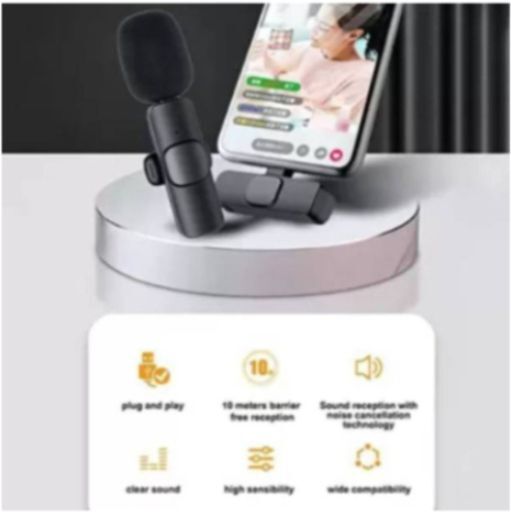 SS Store HRR-K8 Wireless Lavalier Microphone for Video Recording, Youtube, Vlog, Tiktok Camera Microphone-image-49