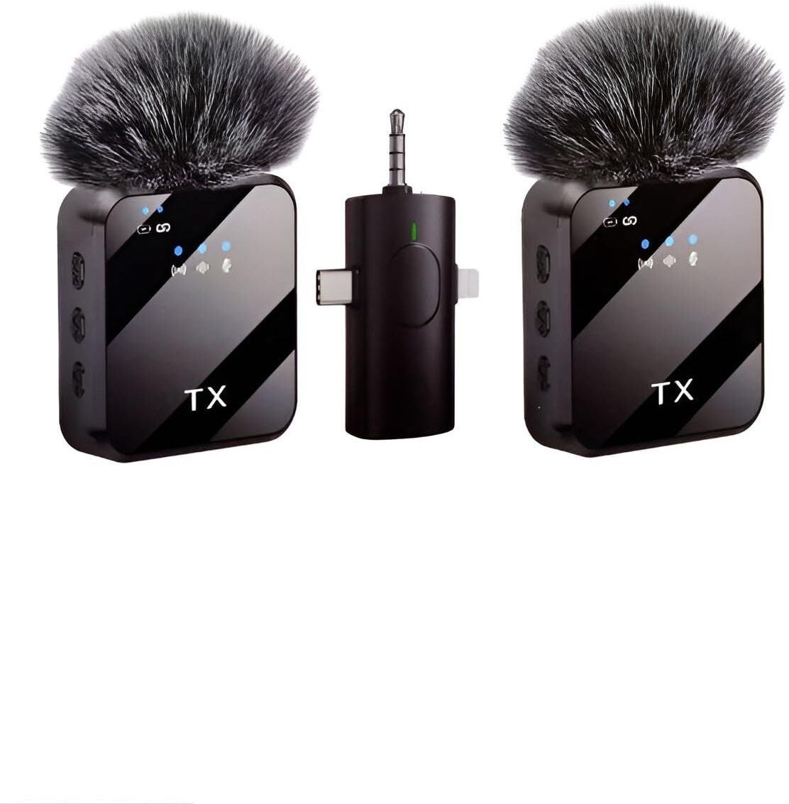 A-ONE RETAIL F11-2 Wireless Lavalier Microphone 3-in-1 Noise Cancelling Mic for smart Mobile Camera Microphone-picture-20