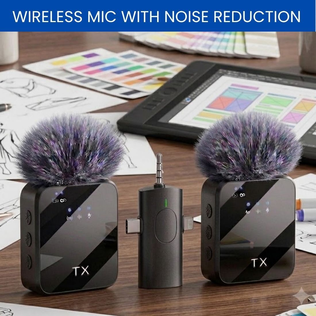 clairbell Dual Wireless Mic for YouTube with ANC & 20M Clear Audio DC353 Microphone-picture-7