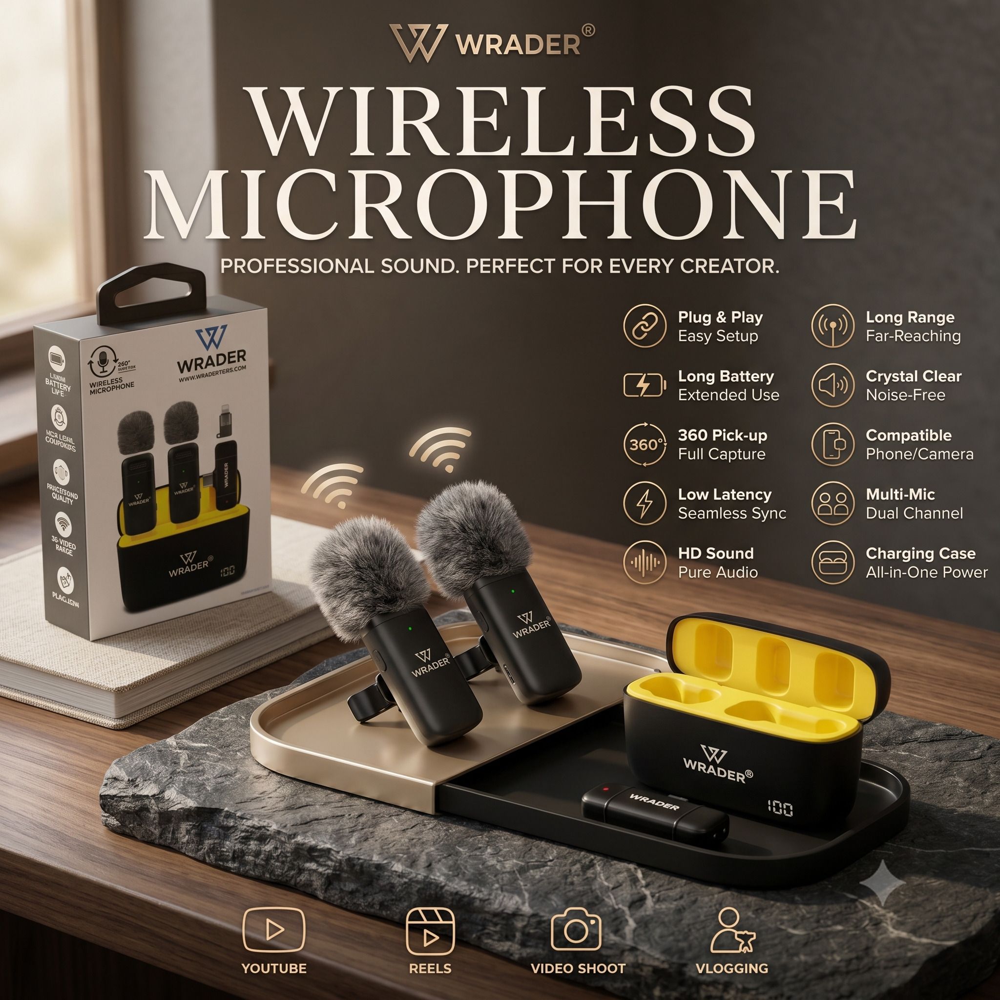 mobizac Wireless Mic with Muff for Youtube Video Vlog Reels Interviews Podcast Recording Microphone-picture-33