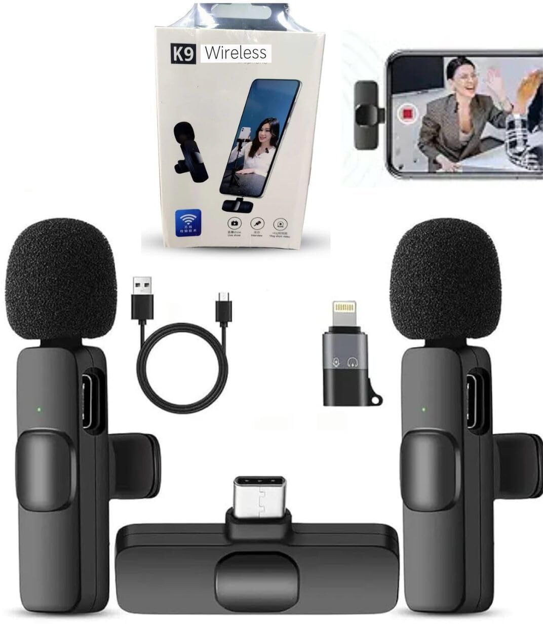 K9 Furry Lavalier Dual Wireless Microphone Quick Plug and Use for YouTube Microphone-image-13
