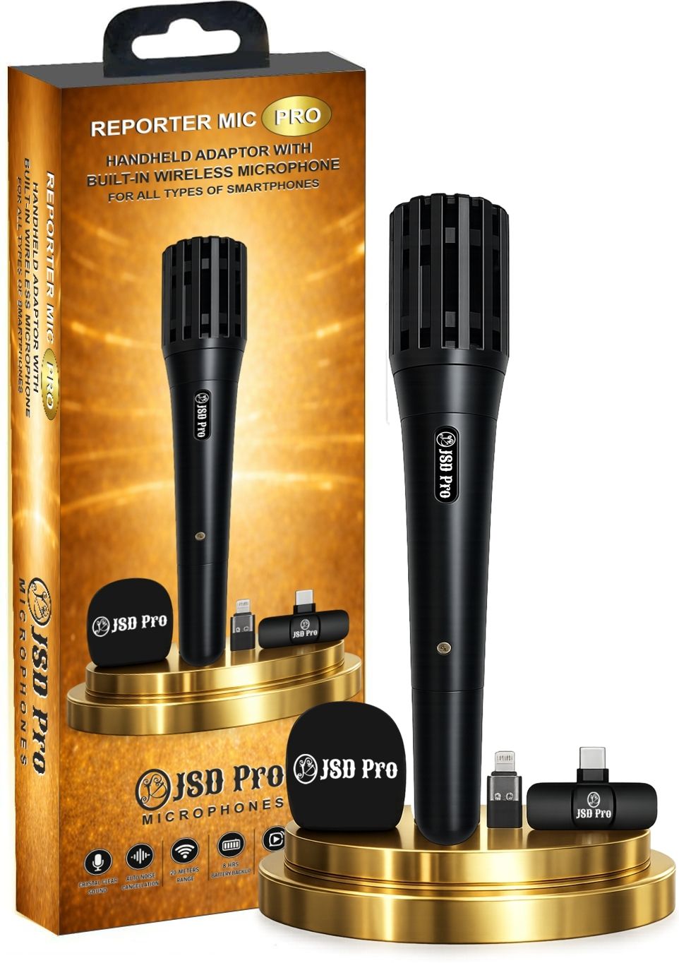 - REPORTER MIC PRO for All Smartphone with Handheld Adaptor Built-In Wireless Microphone-image-36