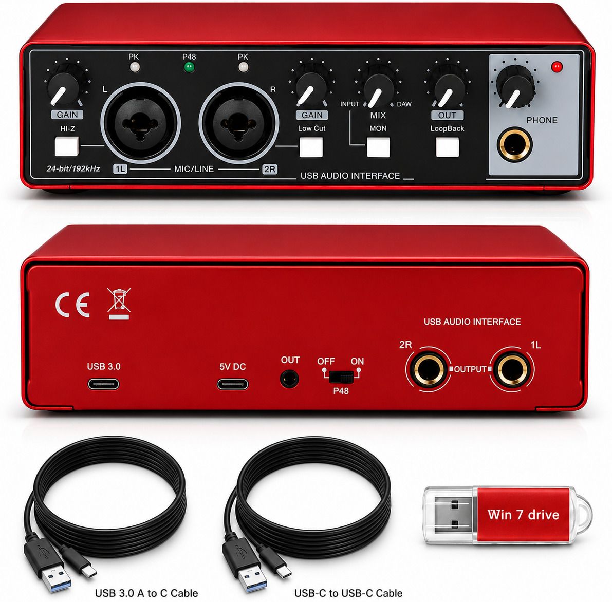 Professional USB Audio Interface 24Bit/192KHz Sound Card Digital Sound Mixer-image-12