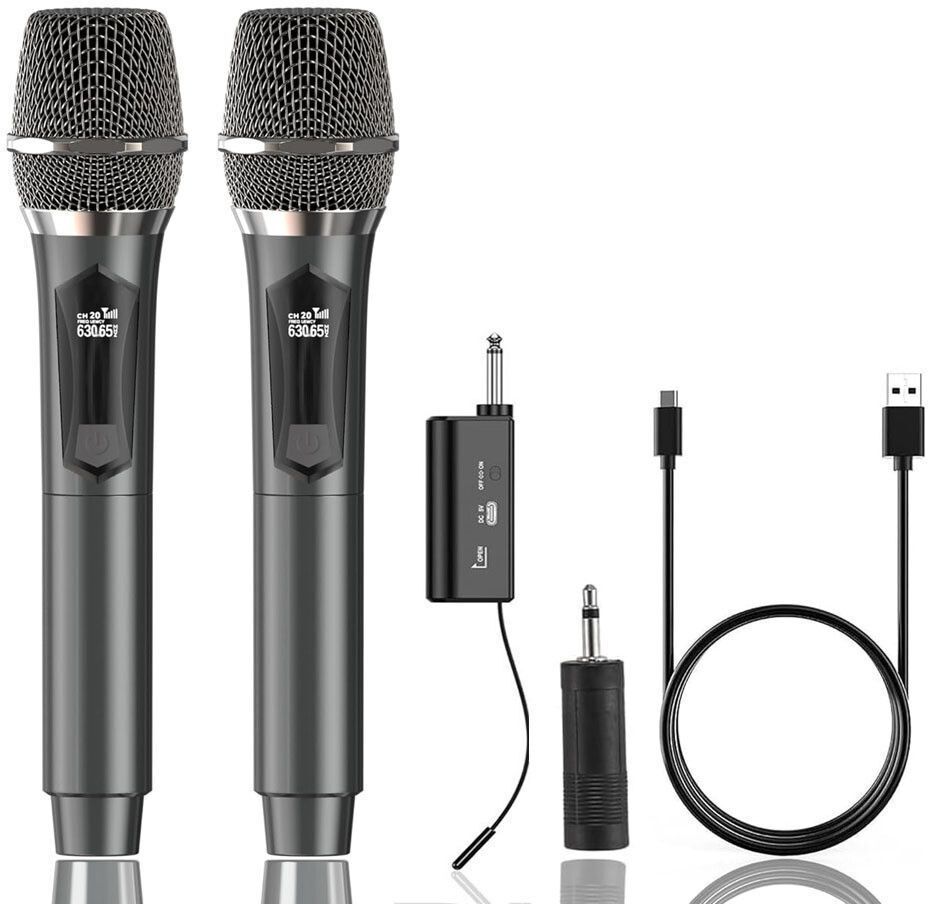 mocking bird Dual Wireless Microphone Handheld Cordless Mic w/ Receiver for Singing Karaoke Microphone-picture-16