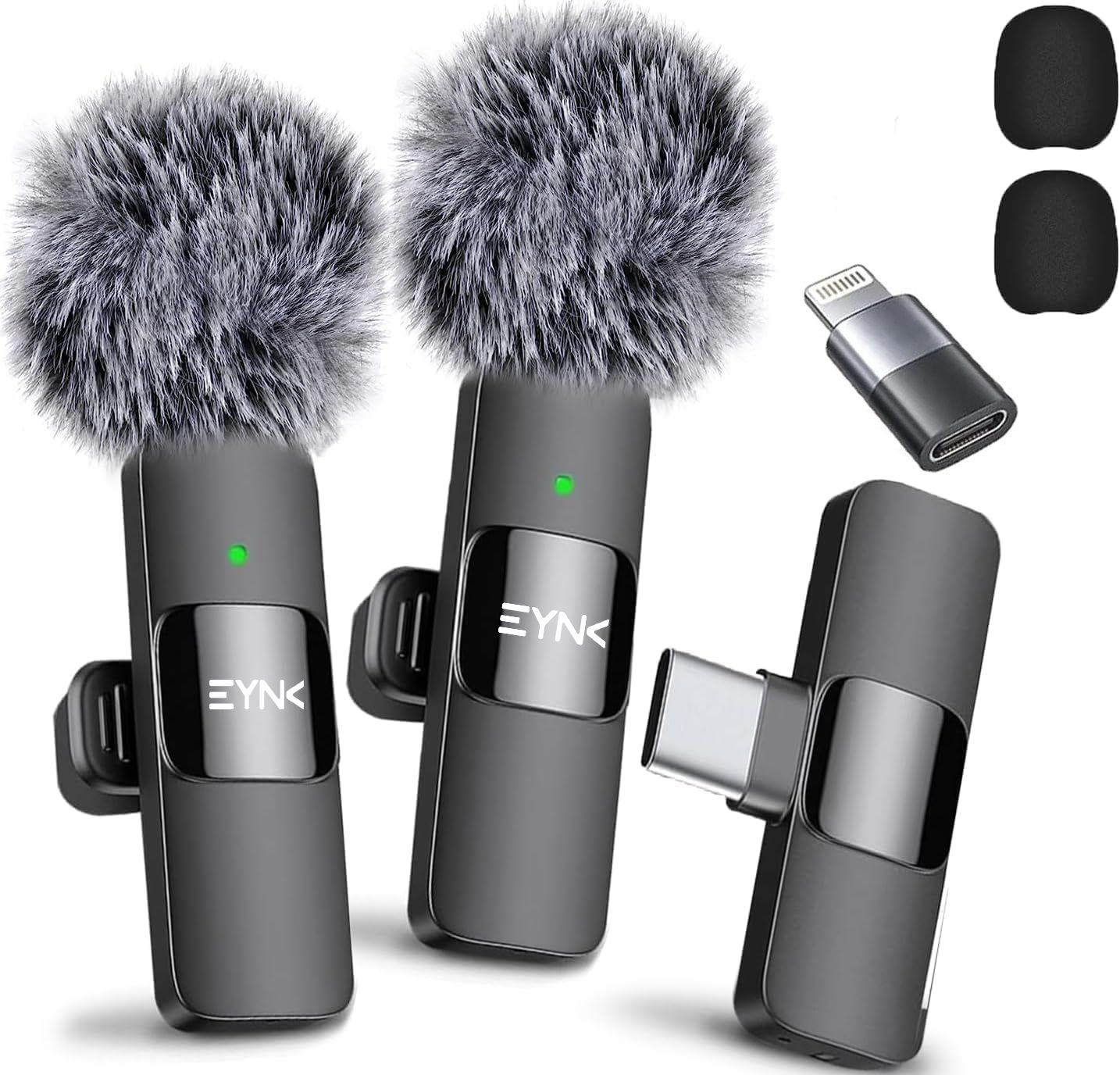 Dual wireless mic for YouTube,low Noise with fury windshield, mike for vlogging Microphone-image-49