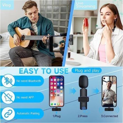 SS Store HY-k8 Type-c Interface Bluetooth Wireless Dual Lavalier Microphone Camera Microphone-image-30