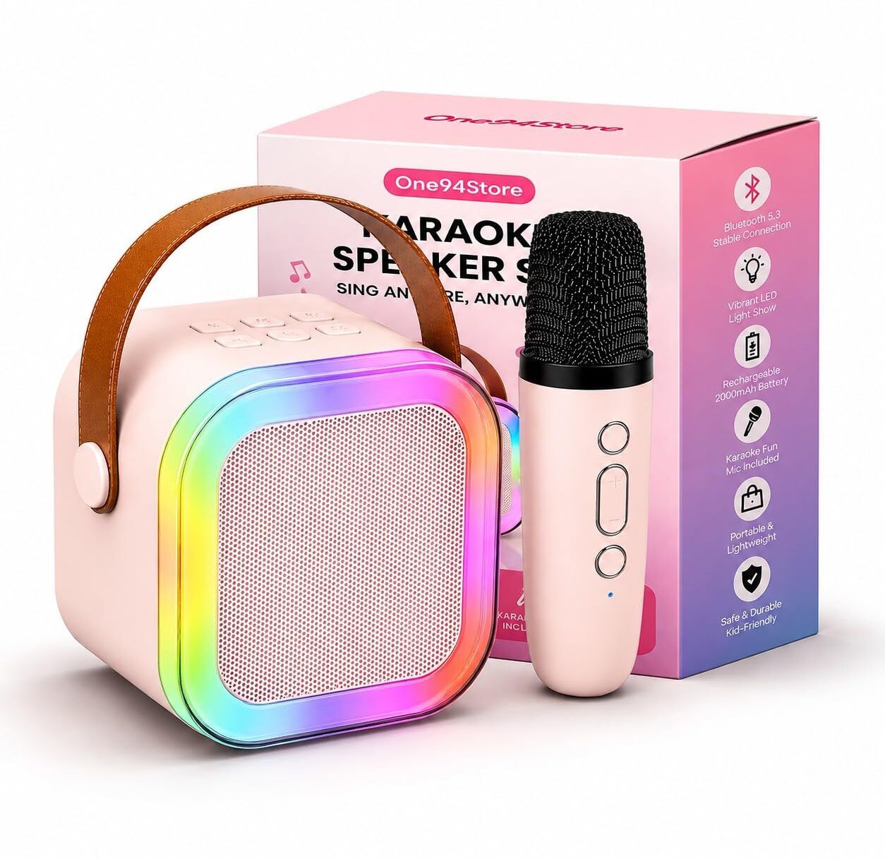 asicen Karaoke Singing Mic with Speaker, 5 Voice Changing Mode For Kids Pink Colour 1 Microphone-picture-40