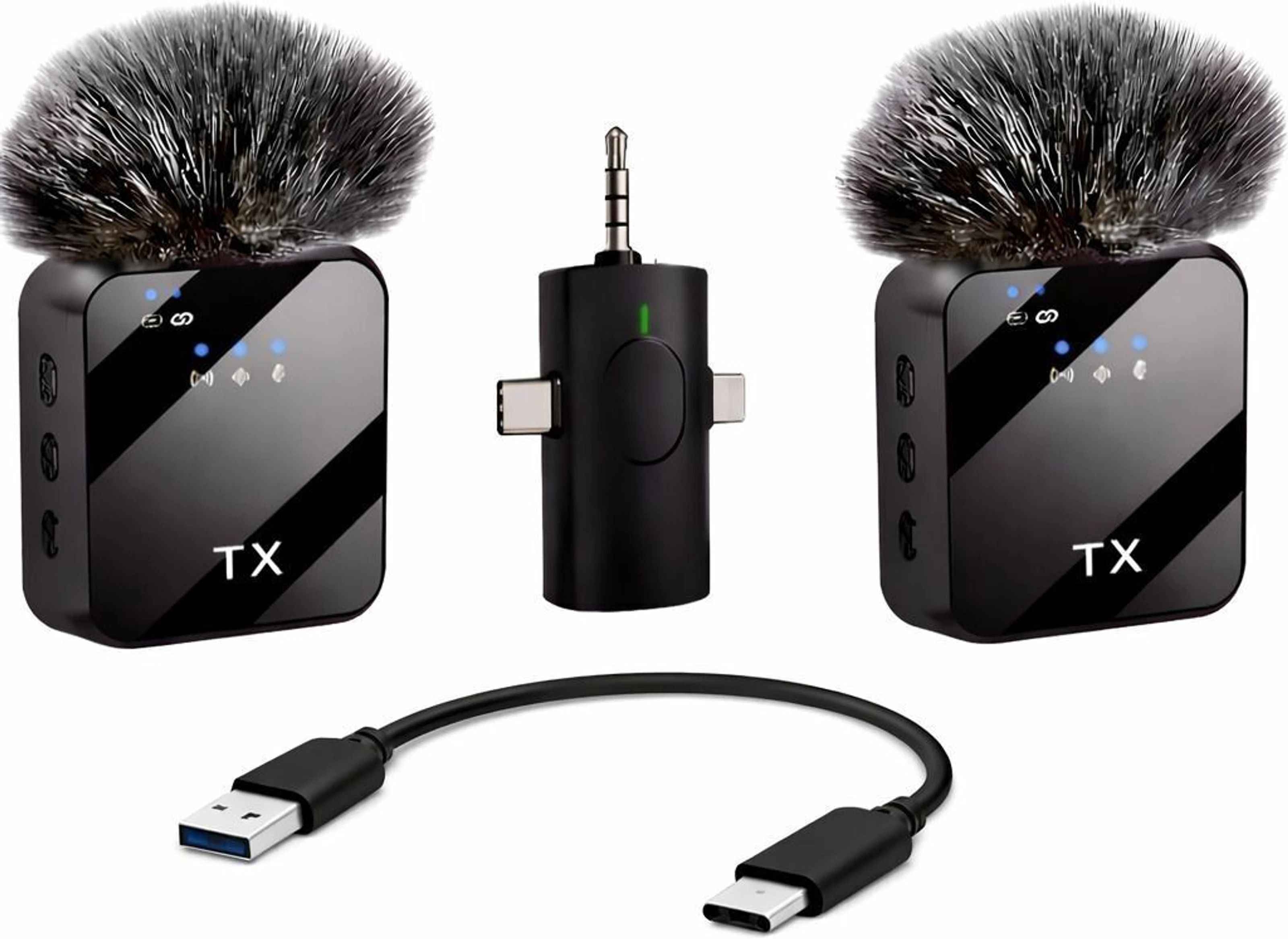 Wireless Mic 3-in-1 Type C & Lightning Noise Cancelling Collar Mic Microphone Microphone-image-40