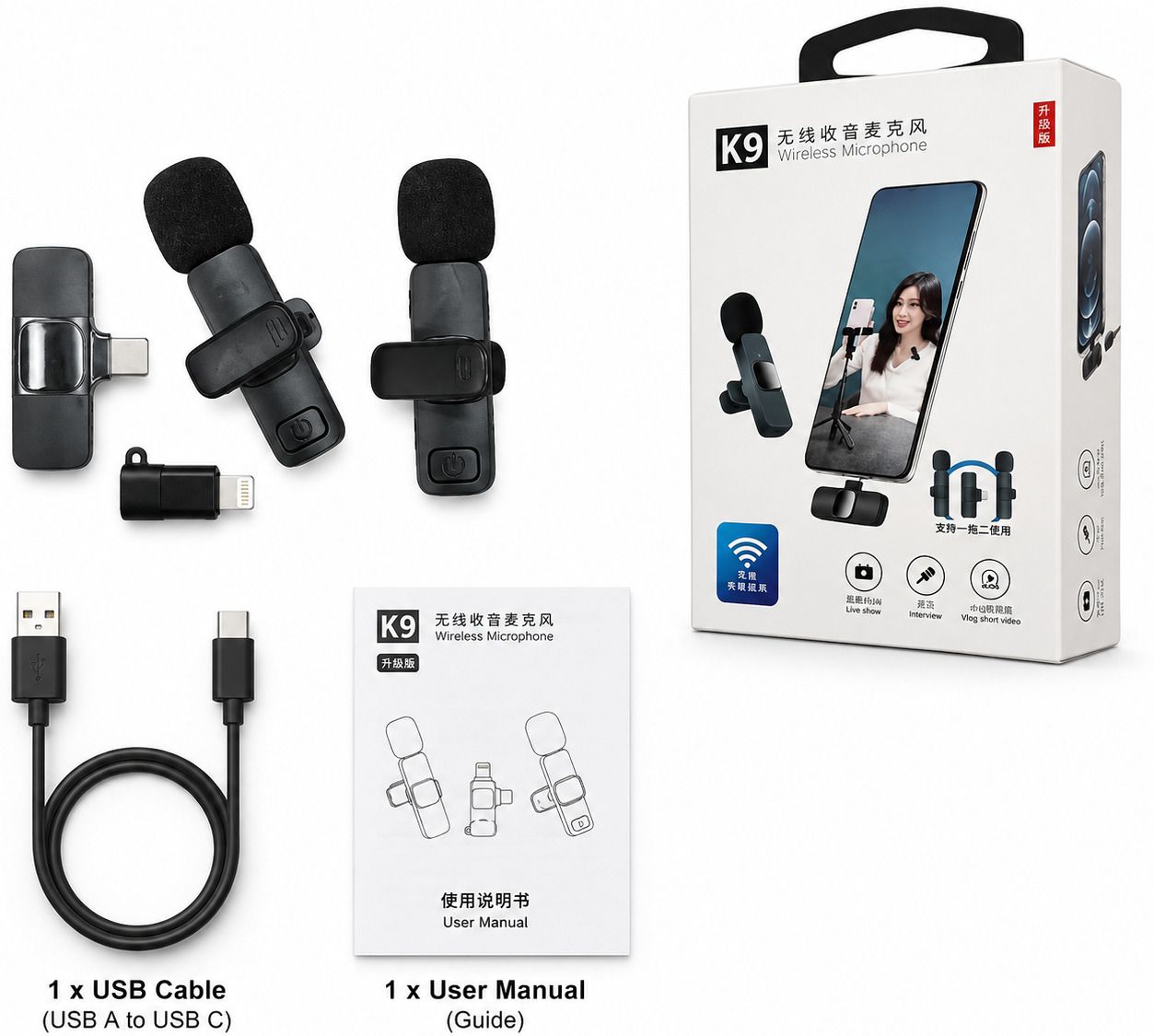 K9 Dual Wireless Plug In K9 Wireless Plug and Play Collar Mic Support Microphone-image-23