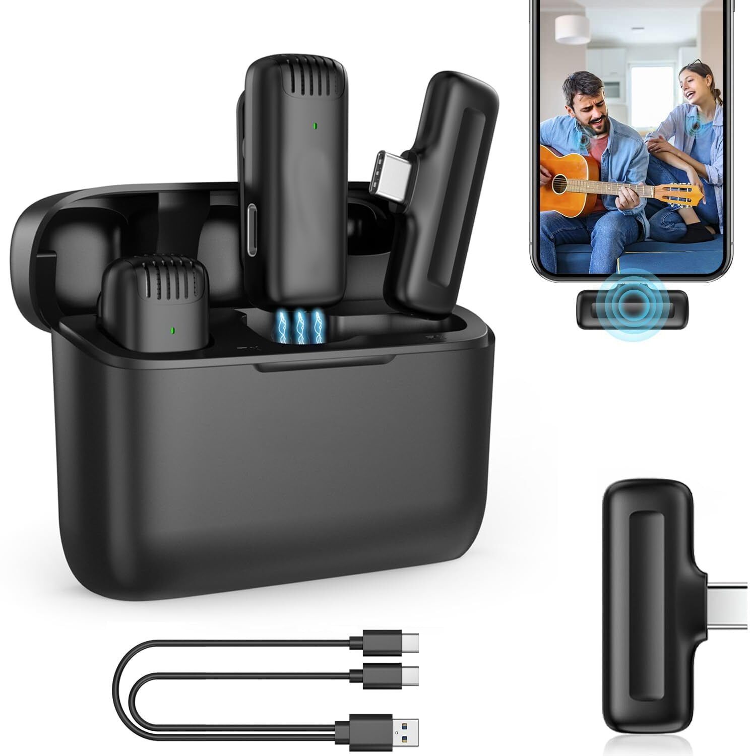 Perfx J13 Vlogging Mic for YouTube | Wireless with Charging Case & Noise Filter Camera Microphone-image-39