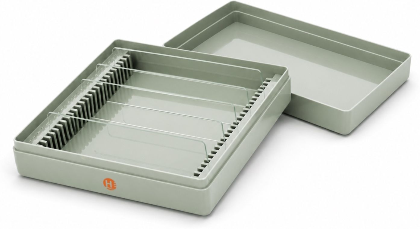 harrison Microscope Slide Storage Box 25 Slot Slide Holder|Case for School & Labs Microscope Slide Box-picture-11