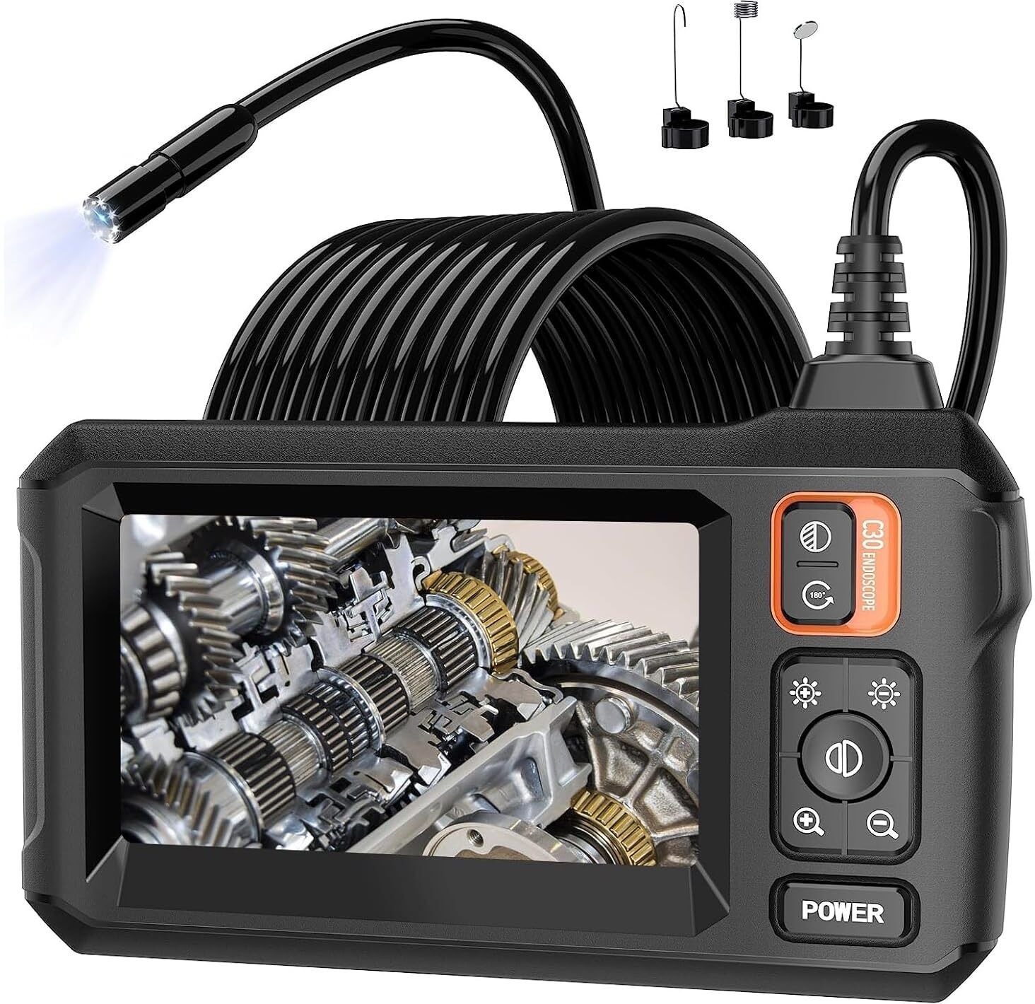 Dual Lens Borescope, 1080 HD, IP67 Waterproof, Sewer Inspection Camera, 4.3" LCD Microscope Slide Box-image-38