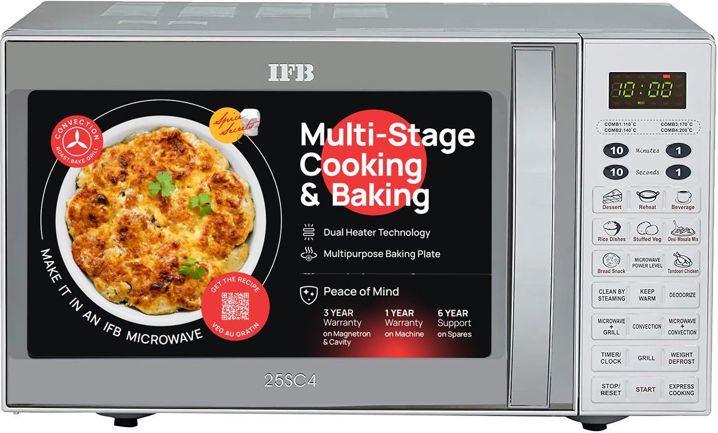 25 L Metallic silver Convection Microwave Oven
