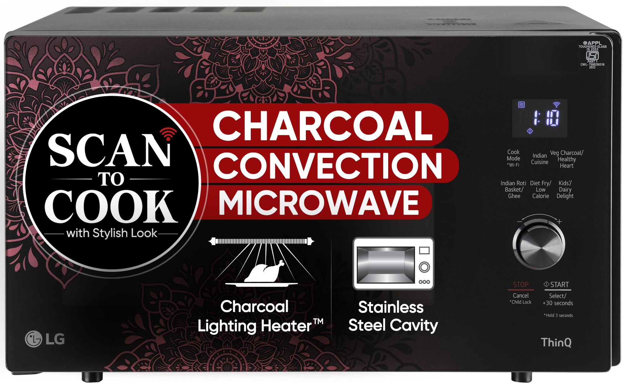 lg 28 L Heart Friendly Recipes and 360 Motorised Rotisserie for crispy and tasty bar-be-que recipes, Scan to Cook Wi-Fi Enabled Charcoal Convection Microwave Oven-picture-10