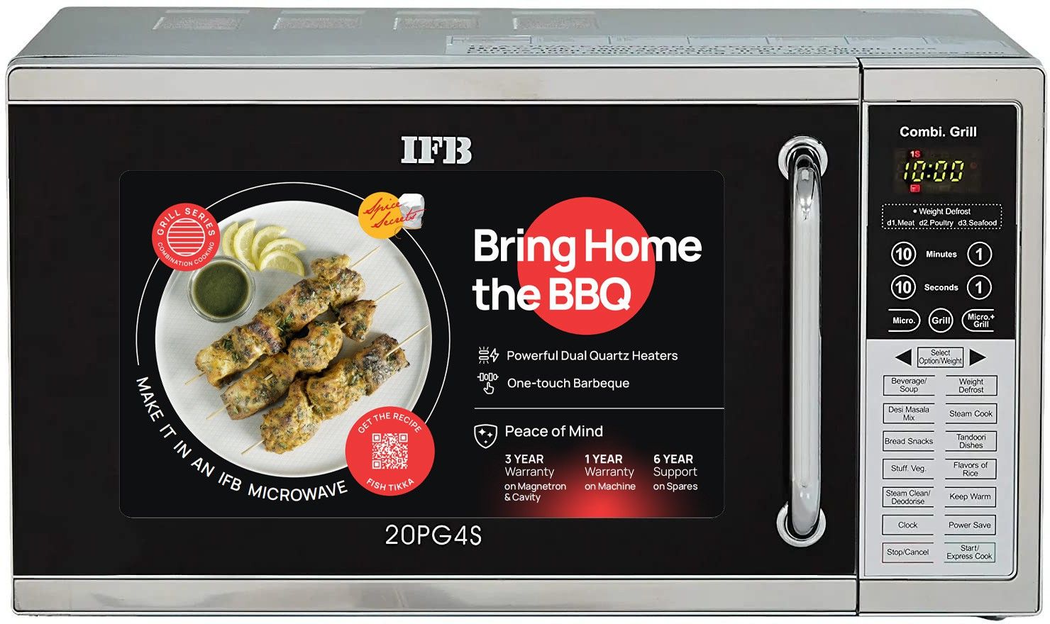 20 L Dual Quartz Heater, One Touch bar-be-que Grill Microwave Oven