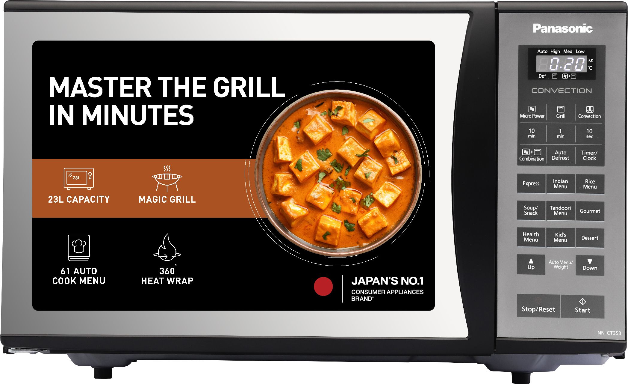 23 L 360 degree Heat Wrap, stainless steel cavity, Magic Grill, Express cooking Convection Microwave Oven