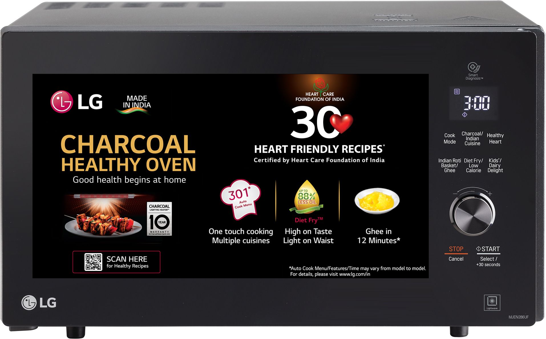 lg 28 L Diet Fry and with 360 Degree Motorised Rotisserie for crispy and tasty bar-be-que recipes, Charcoal Convection Microwave Oven-picture-9
