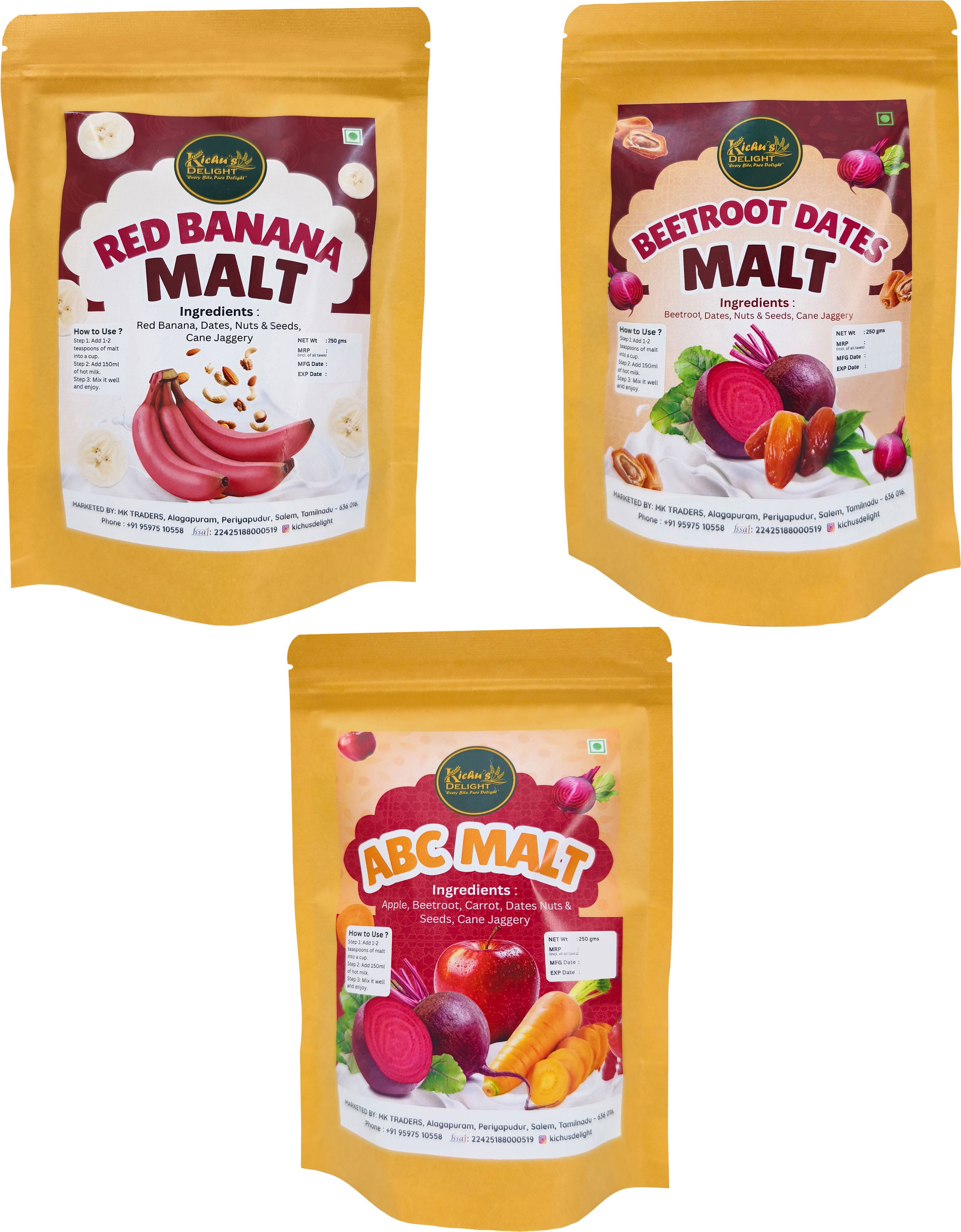 Apple–Beetroot–Carrot Malt + Beetroot Dates Malt + Red Banana Malt Combo-image-4