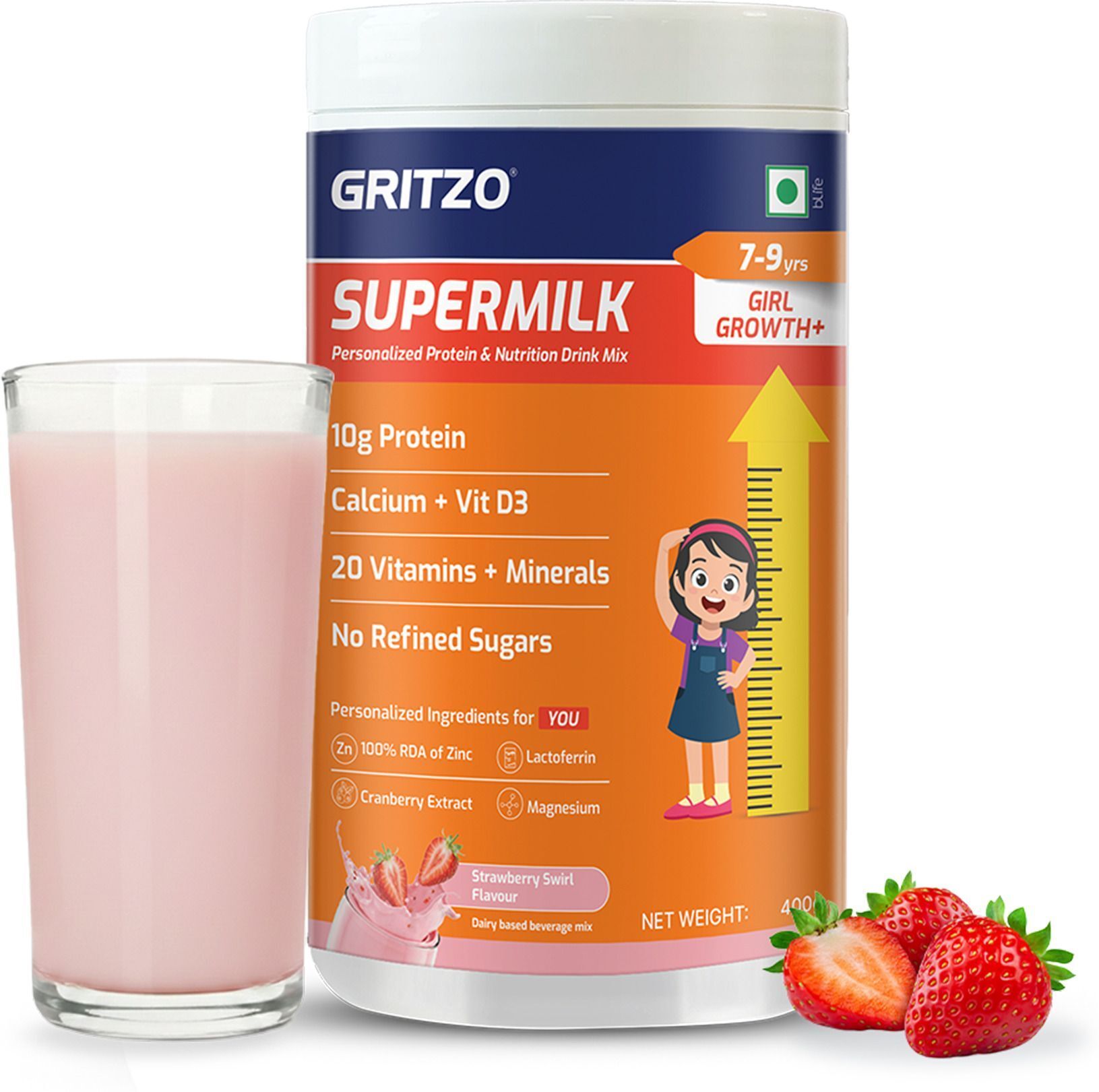 SuperMilk Growth+ (7-9y Girls) 10g Protein Powder, Strawberry Swirl-image-4
