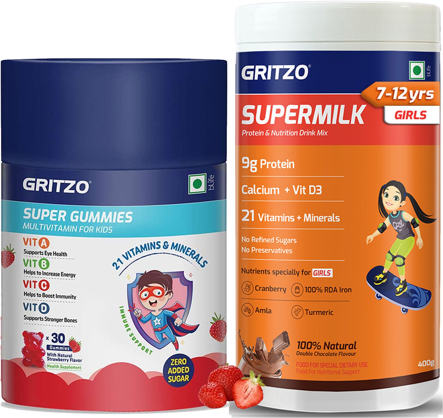 gritzo SuperMilk Daily Nutrition (7-12y Girls), 9g Protein with Super Gummies-picture-12