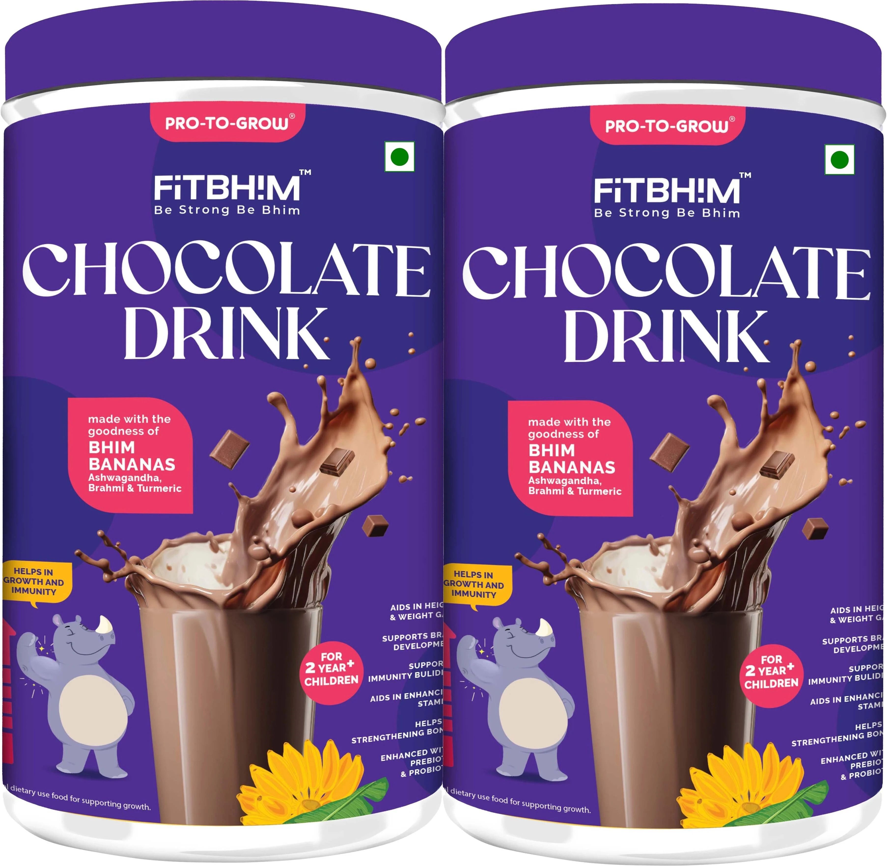 pro-to-grow Fitbhim Chocolate Drink with Bhim Banana,for kid's growth,200grm each,Pack of 2-picture-33