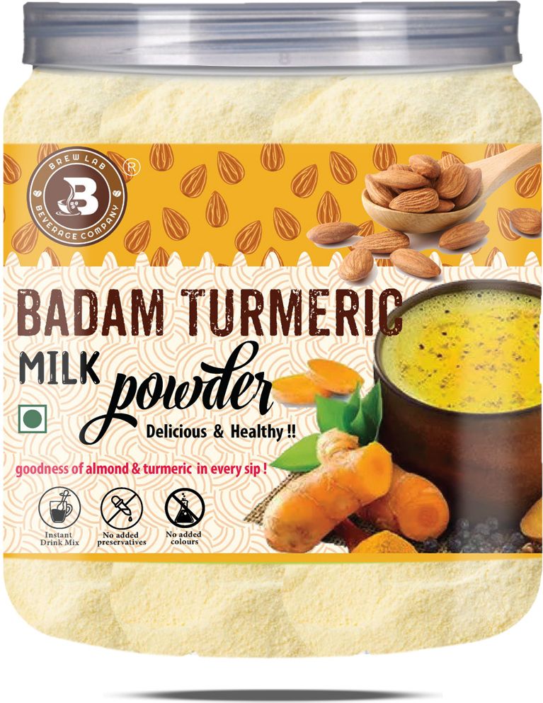 brew lab Delicious & Healthy Badam Milk Turmeric | Good For Brain Improves Immune System-picture-17