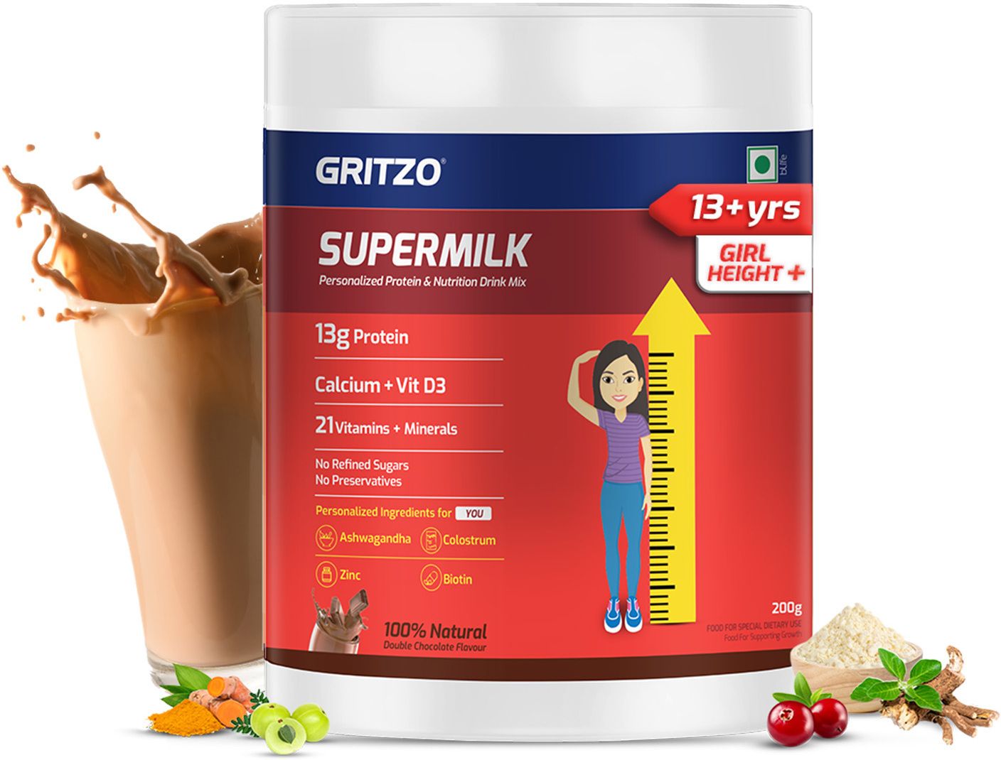SuperMilk Height+ (13+y Girls), 13g Protein, Double Chocolate-image-23