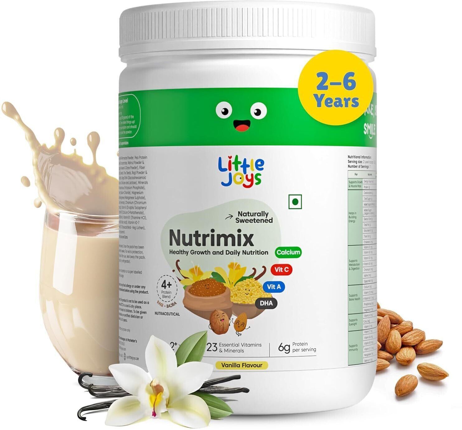 little joys Nutrimix for Kids 2-6 years | Vanilla Flavour | Better Immunity & Strength-picture-21