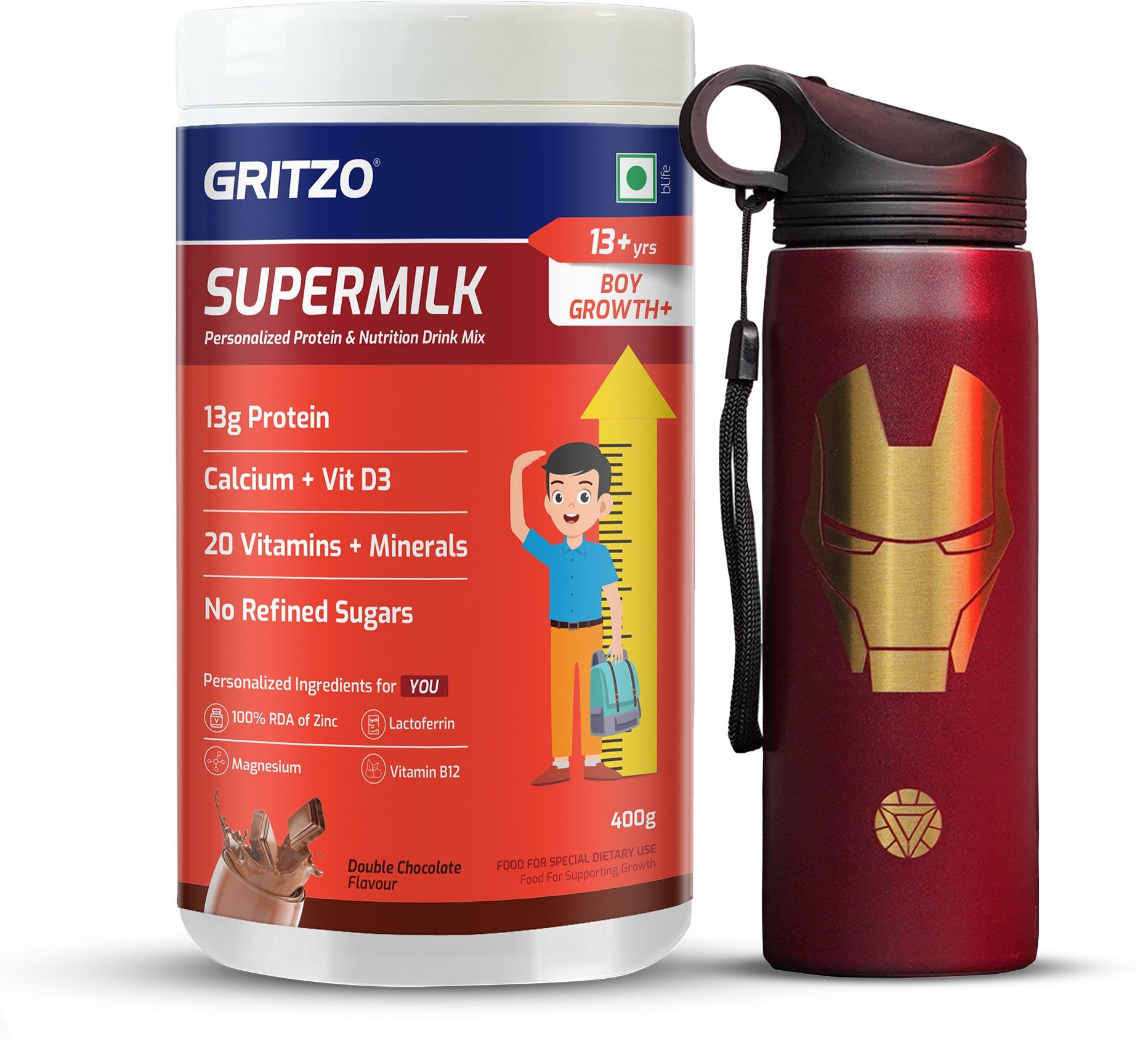gritzo SuperMilk Growth+ (13+y Boys), 13g Protein (Double Chocolate)-picture-17
