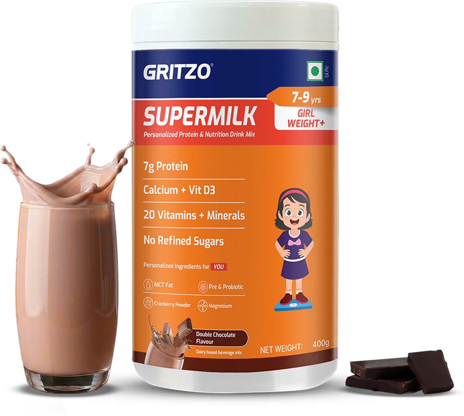 SuperMilk Weight+ (7-9y Girls), 7g Protein Powder, Double Chocolate-image-30