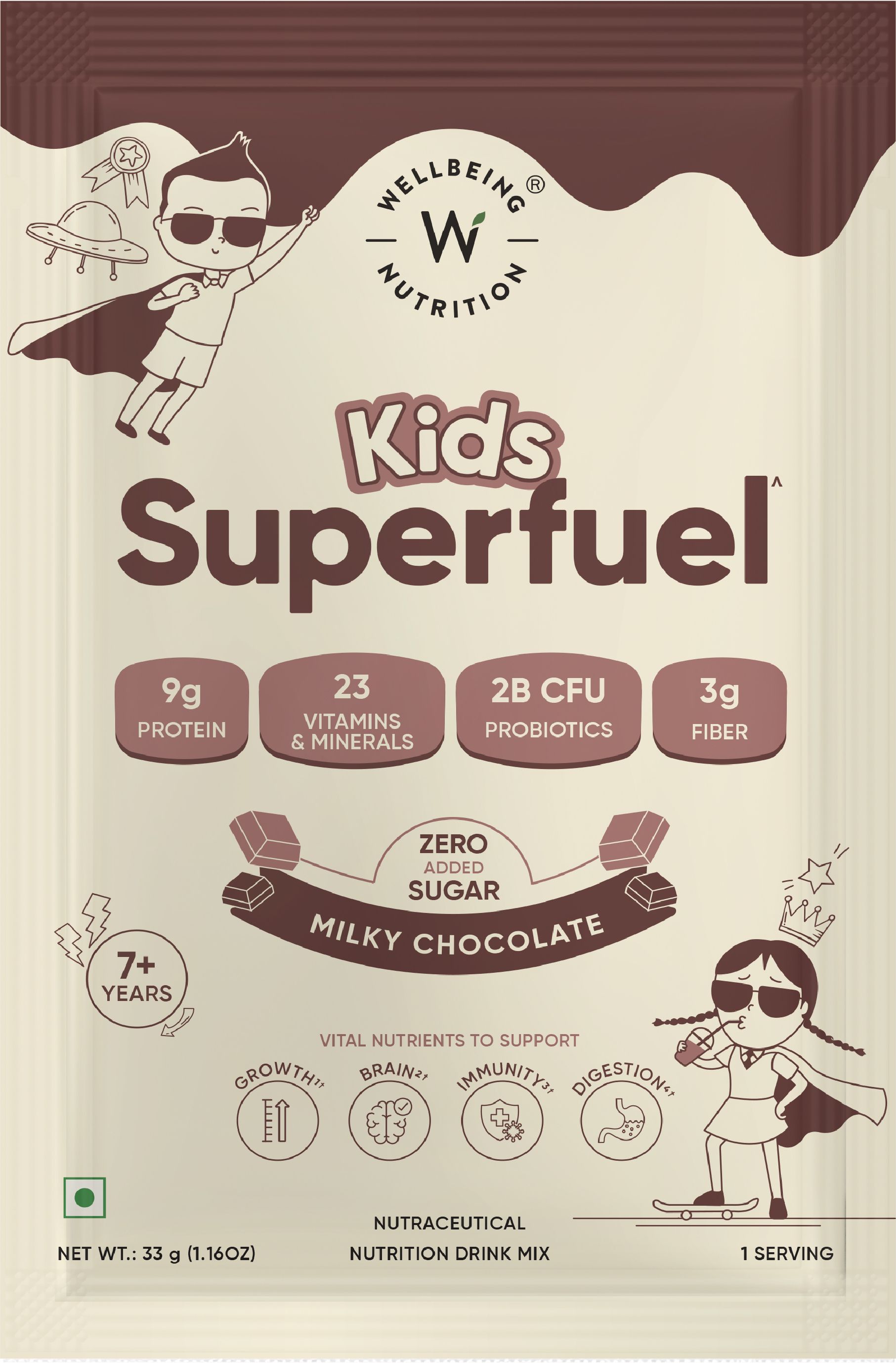 wellbeing nutrition Kids Superfuel 7+ Years Zero Sugar Protein, Height Growth (Milk chocolate)-picture-20