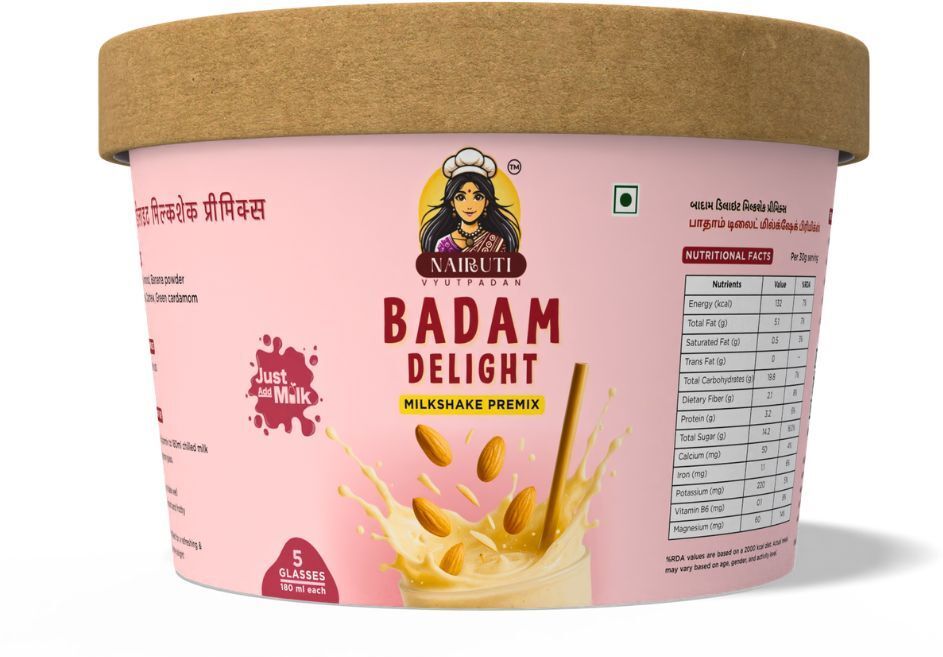 nairuti vyutpadan Badam Delight Milkshake Premix | Almond-Rich Instant Drink Mix-picture-13
