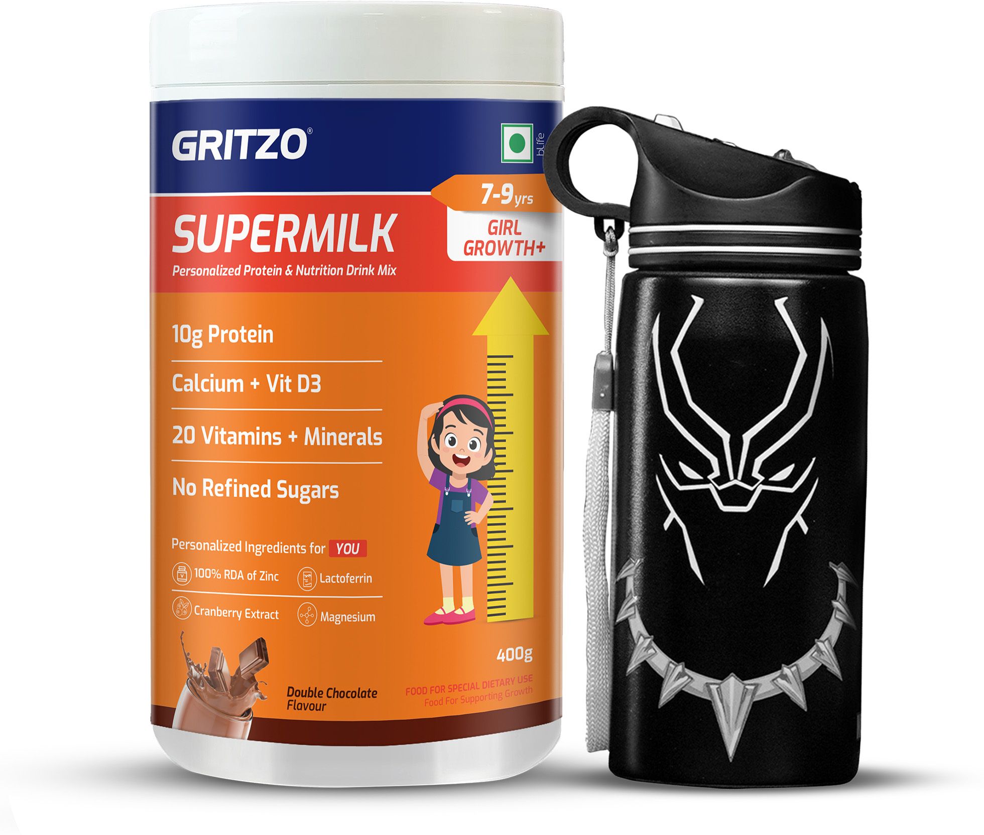 gritzo SuperMilk Growth+ (Formerly Height+) (7-9y Girls) (Double Chocolate) with Sipper-picture-25