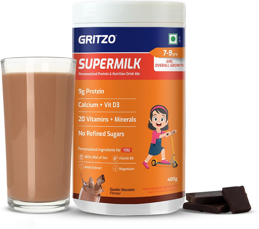 gritzo SuperMilk Overall Growth (7-9y Girls), 9g Protein (Double Chocolate)-picture-26