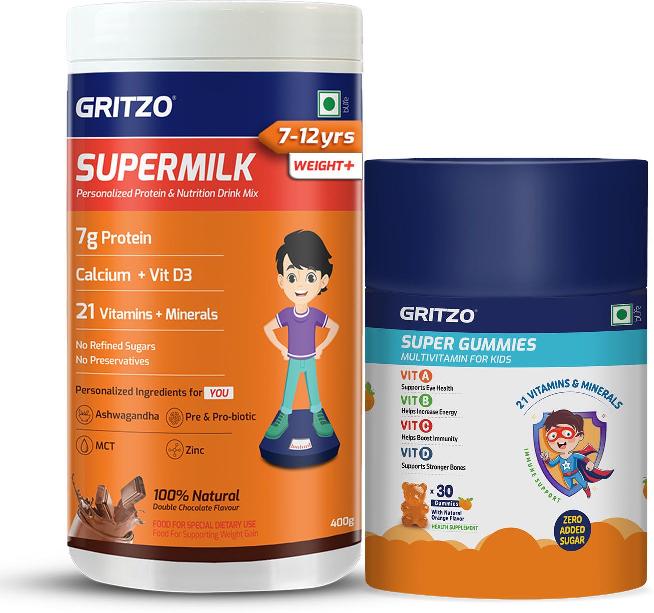 SuperMilk Weight+ (7-12y), 7g Protein (Double Chocolate) with Super Gummies-image-22