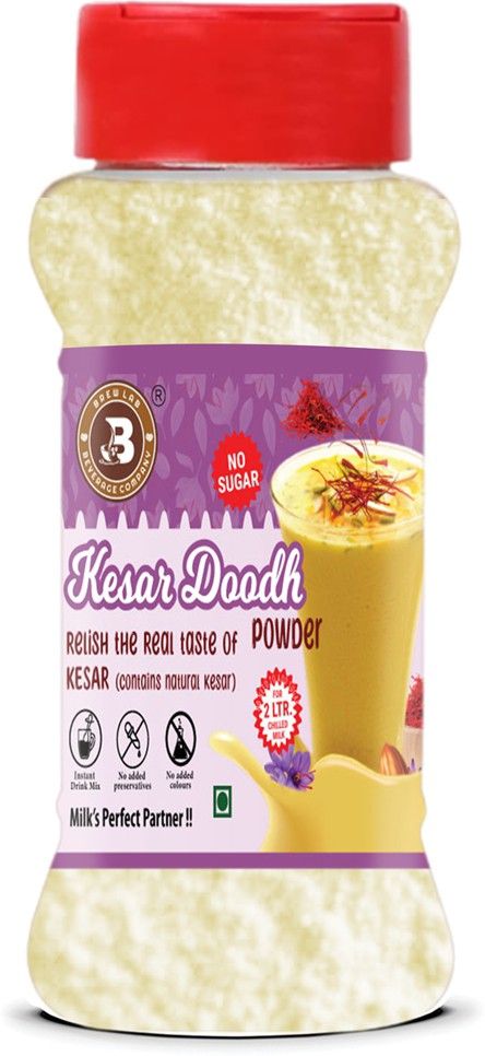 brew lab Flavorful Kesar Doodh No Sugar Powder | Real Taste of Kesar |Instant Drink Mix |-picture-20