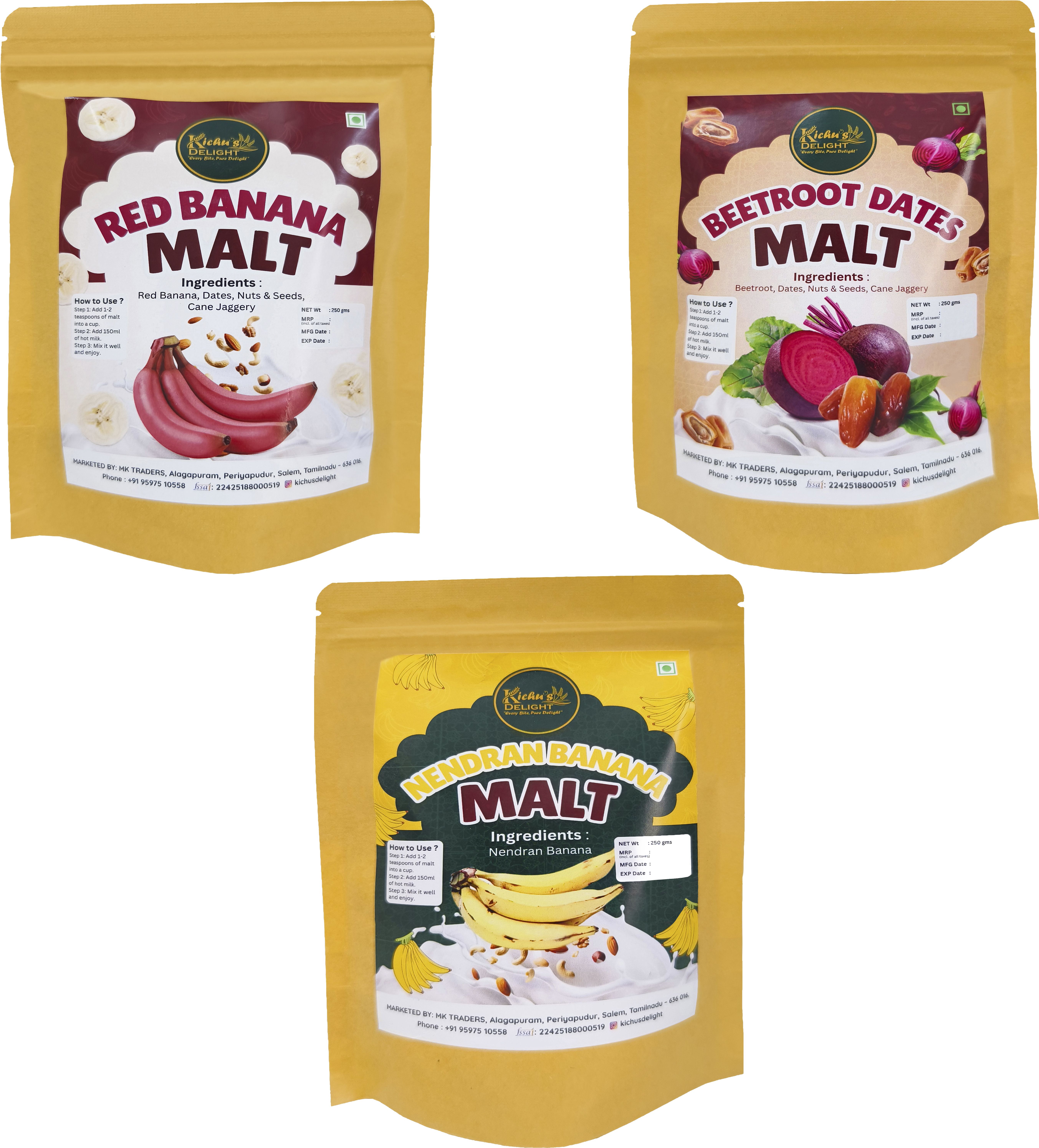 kichusdelight Beetroot Dates Malt + Nenthra Banana Powder + Red Banana Malt Combo-picture-39