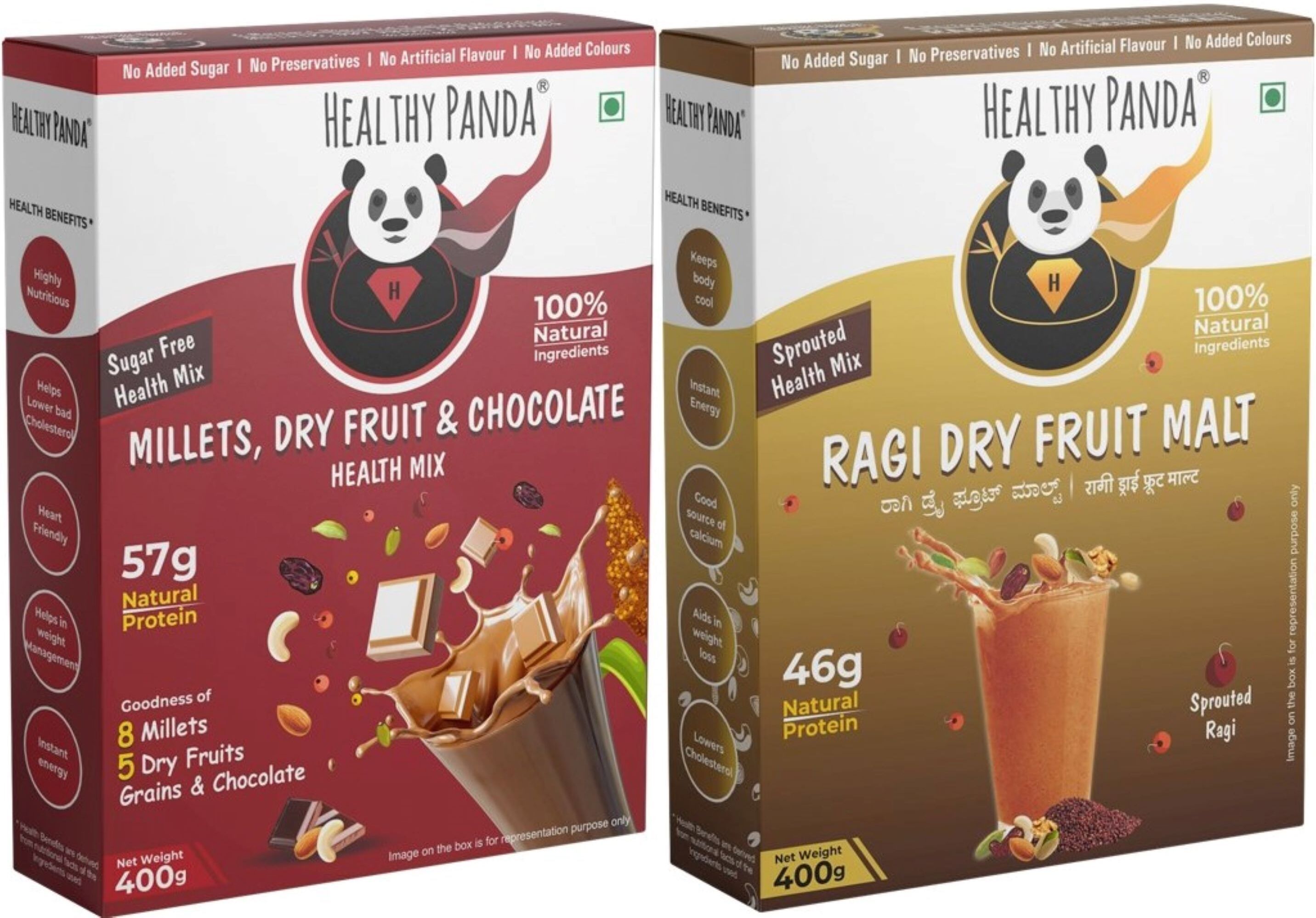 healthy panda Sugar free Nutri Drink Combo for Kids & Adults (CHOCO MILLET+CLASSIC RAGI MALT)-picture-28