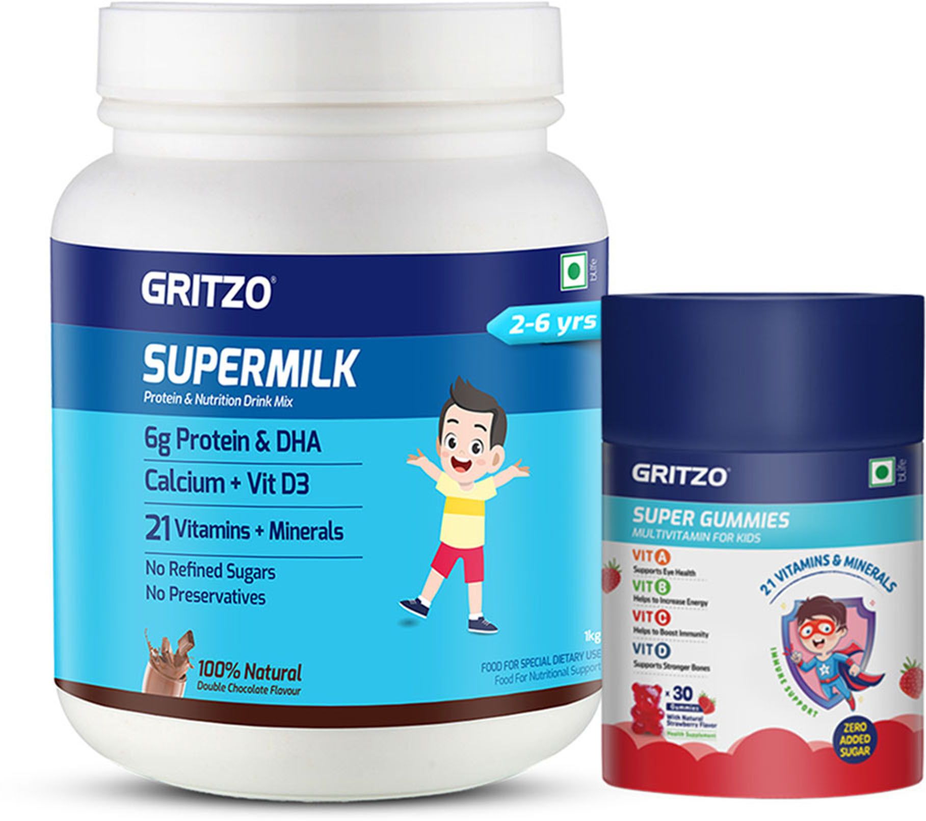 gritzo SuperMilk Daily Nutrition (2-6y Kids), 6g Protein with Super Gummies-picture-0