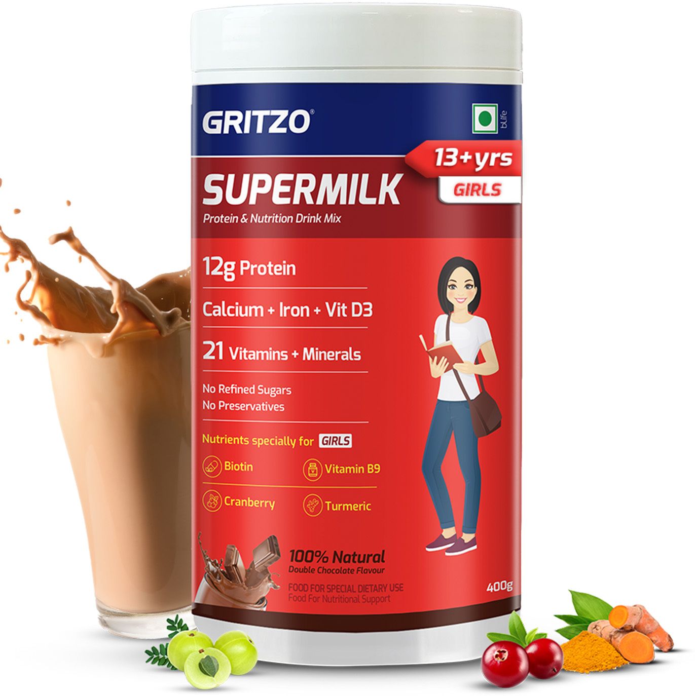 SuperMilk Overall Growth (13+y Girls), 12g Protein (Double Chocolate)-image-22