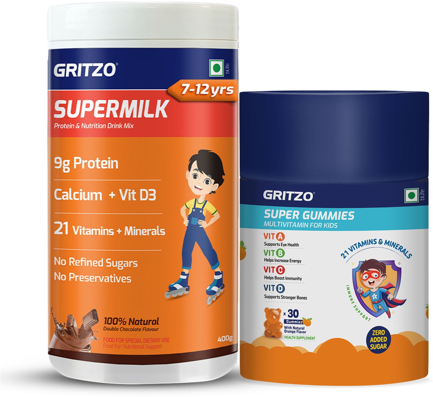 gritzo SuperMilk Overall Growth(7-12y Boys), 9g Protein (Chocolate) with Super Gummies-picture-21