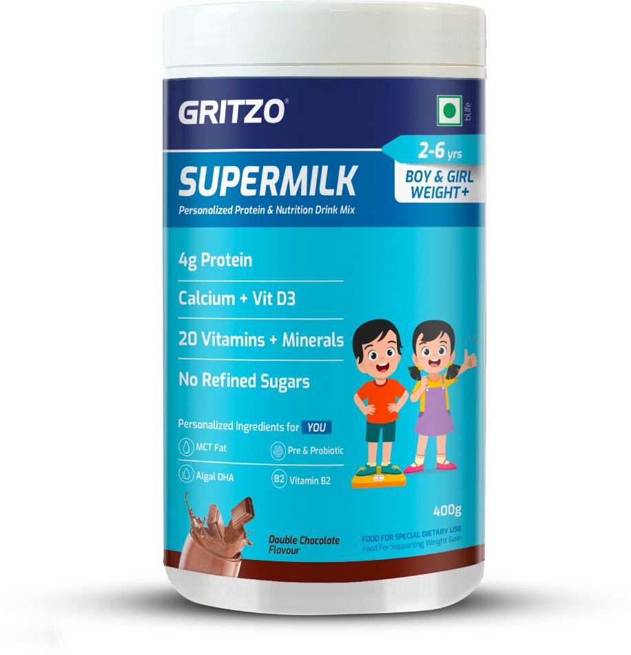 gritzo SuperMilk Weight+ (2-6y Boy & Girl), 4g Protein Powder, Double Chocolate-picture-3