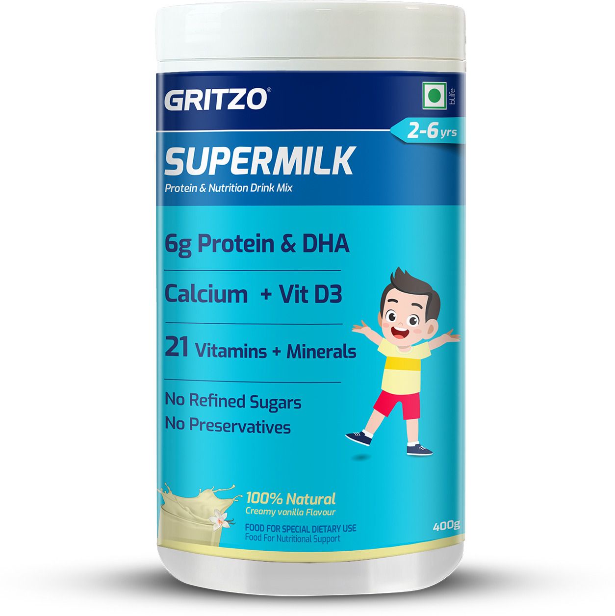 gritzo SuperMilk Overall Growth (2-6y), 6g Protein (Creamy Vanilla)-picture-41